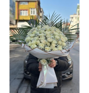 50 beyaz gül buketi